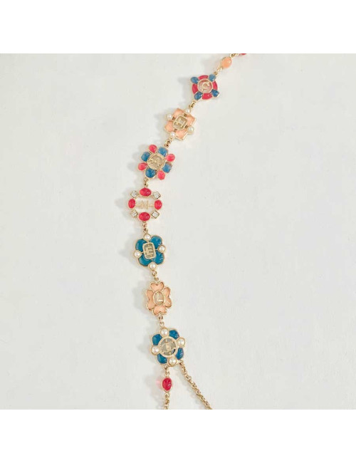 Sautoir Chanel 2016 lettres rose, bleu, nacre