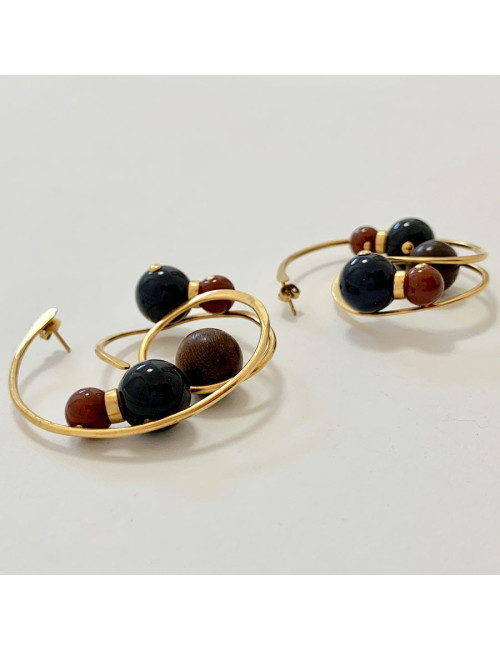 Creoles LOUIS VUITTON dorées et perles 2