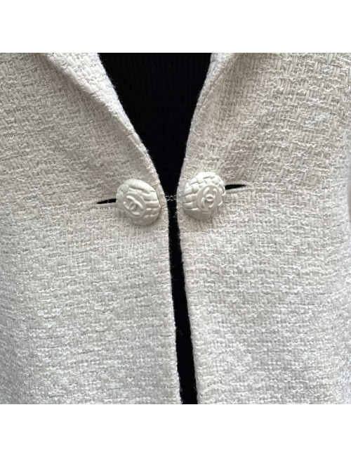 Veste Chanel T40 blanche fils d'argent