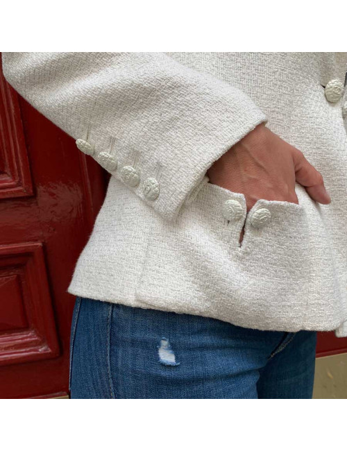 Veste Chanel T40 blanche fils d'argent