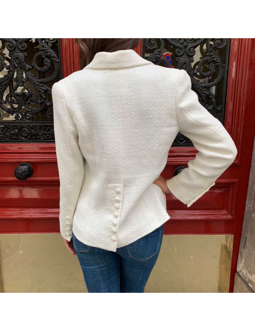 Veste Chanel T40 blanche fils d'argent