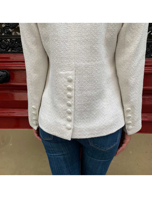 Veste Chanel T40 blanche fils d'argent