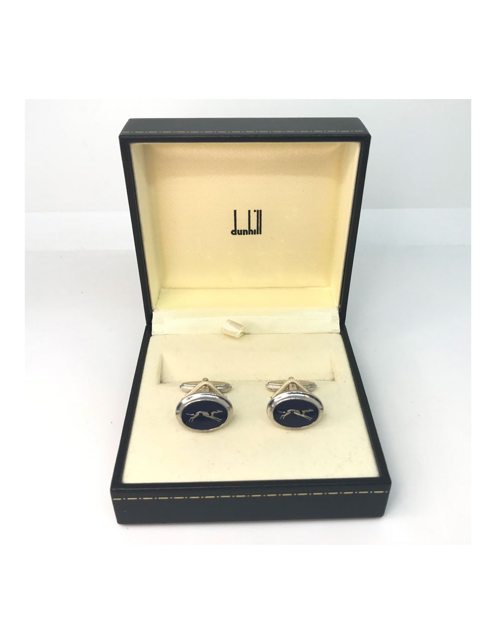 Bouton de manchette DUNHILL chien bleu