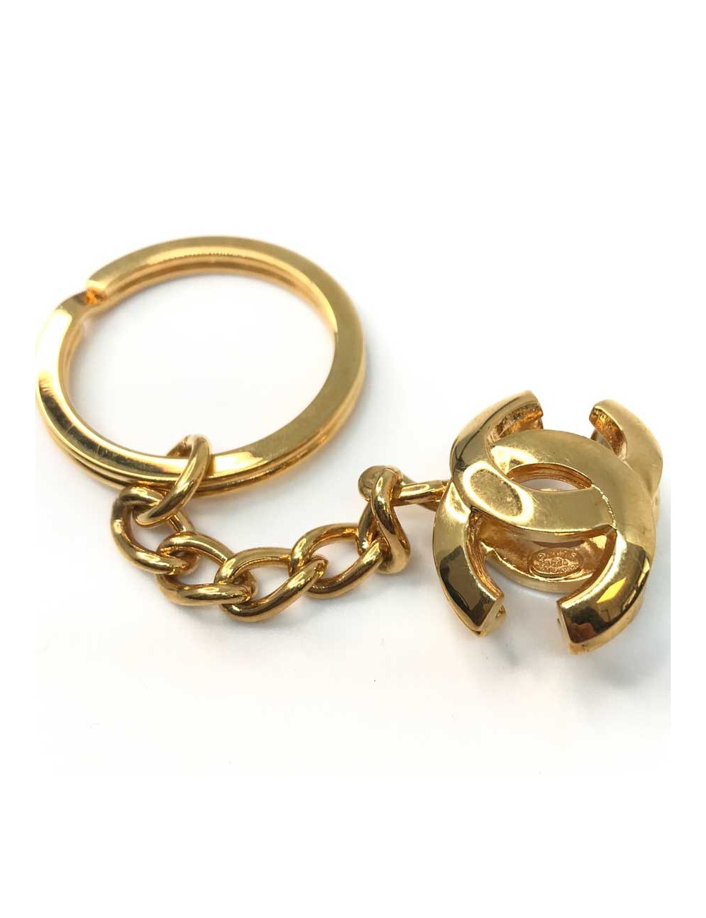 Porte-clefs CHANEL métal doré siglé C C