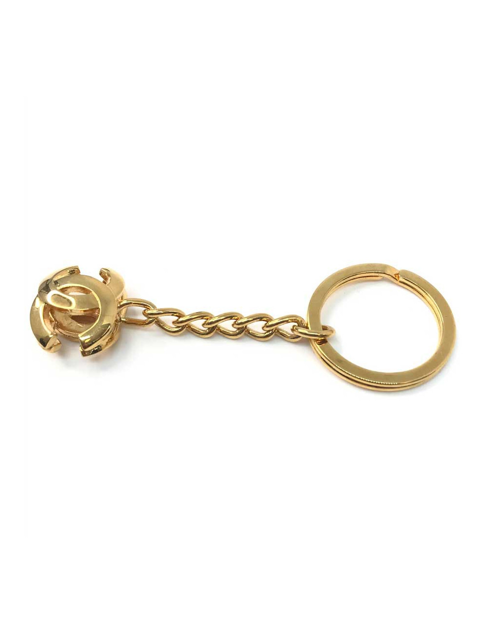 Porte-clefs CHANEL métal doré siglé C C