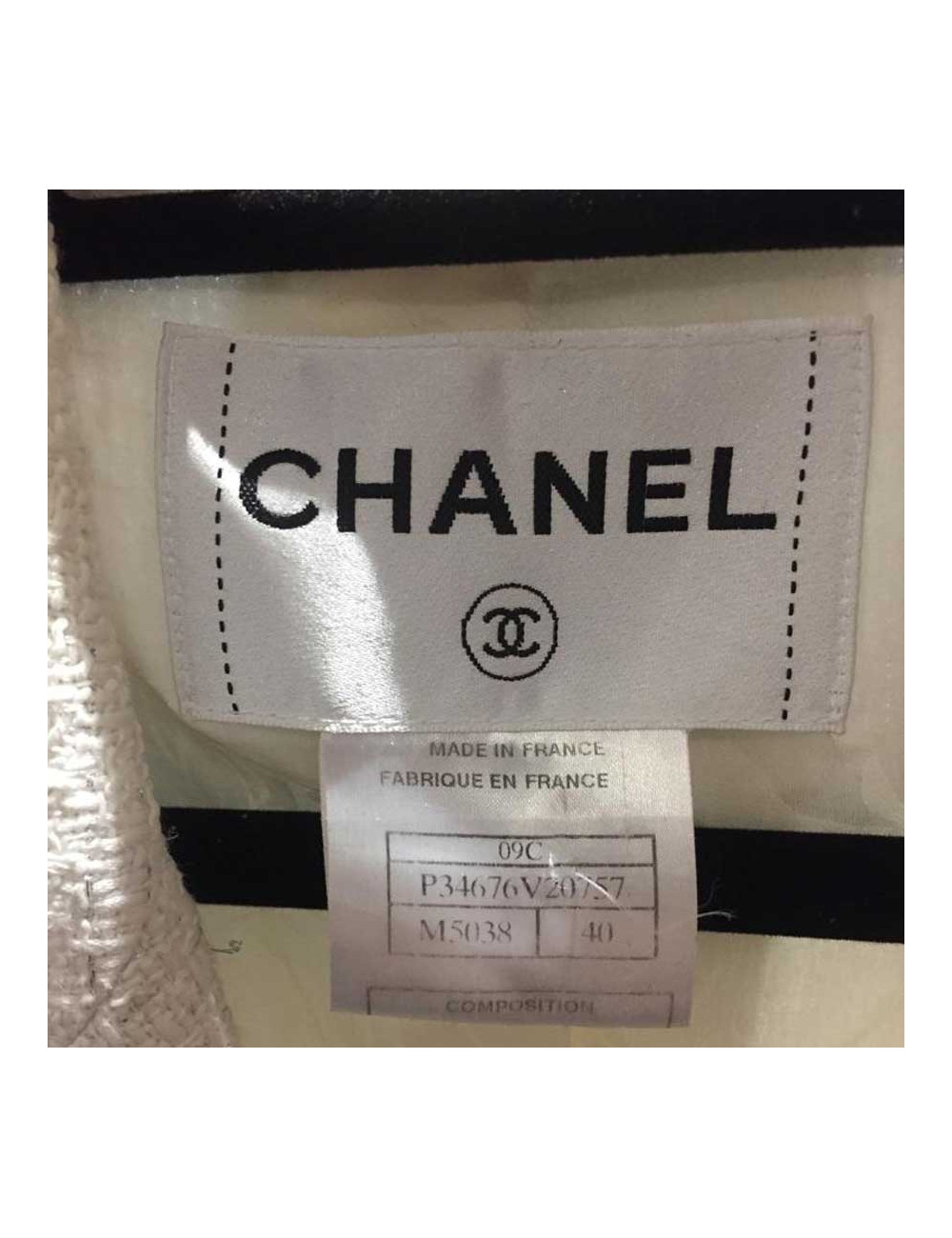 Veste Chanel T40 blanche fils d'argent