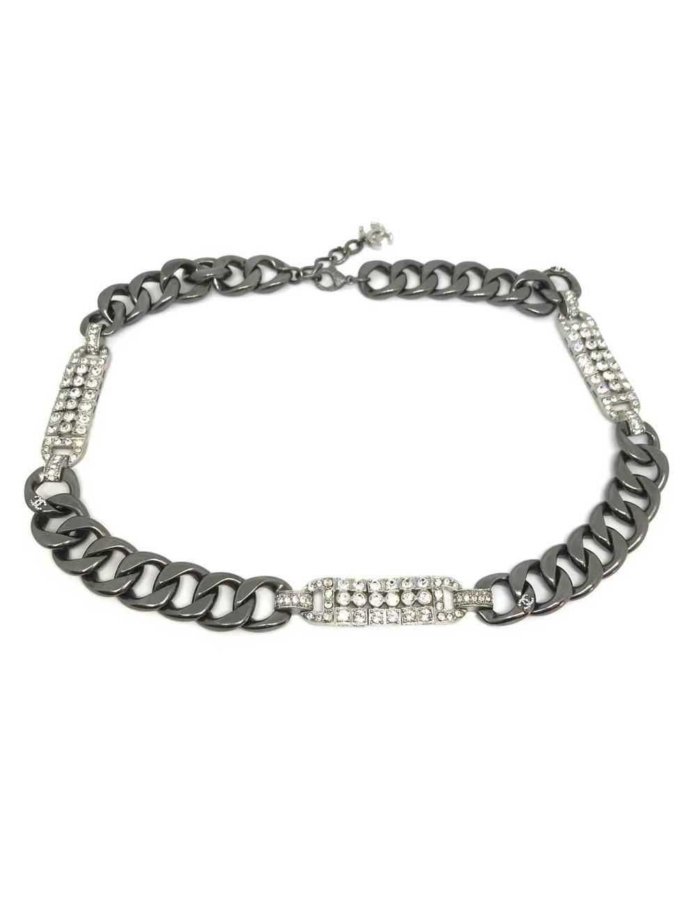 Ceinture CHANEL chaine argent et strass