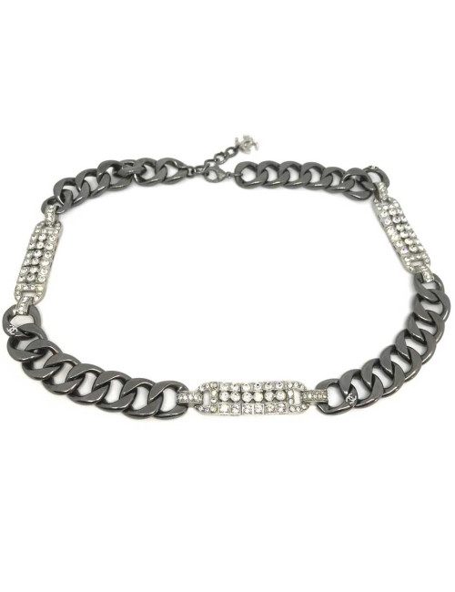 Ceinture CHANEL chaine argent et strass