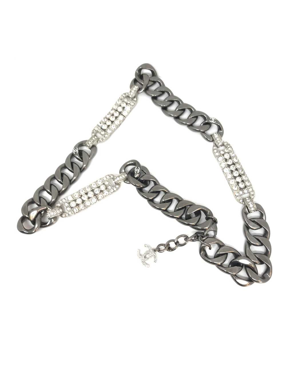 Ceinture CHANEL chaine argent et strass