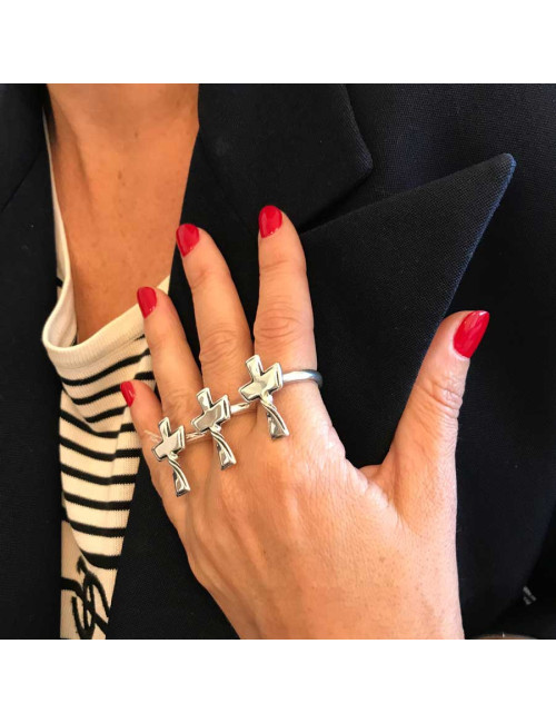 Bague JP GAULTIER trois doigts en argent