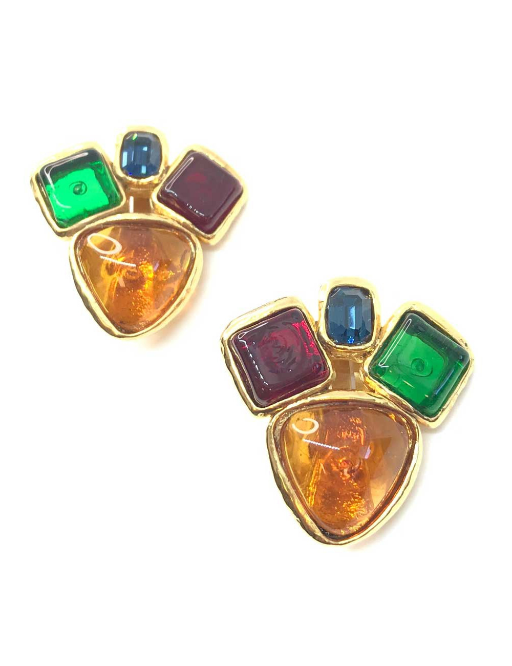 Boucles d'oreille clips CHANEL Couture pâte de verre