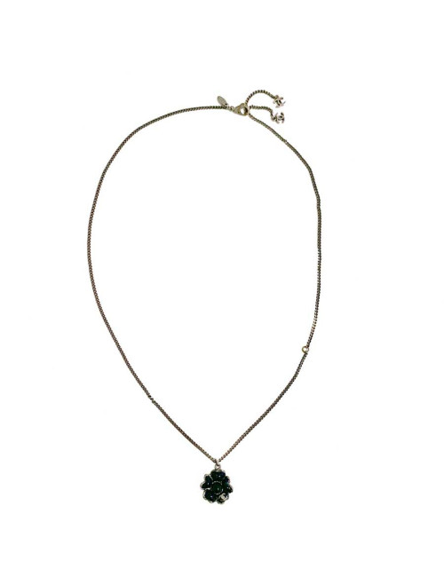 Collier camélias CHANEL chaine métal noir