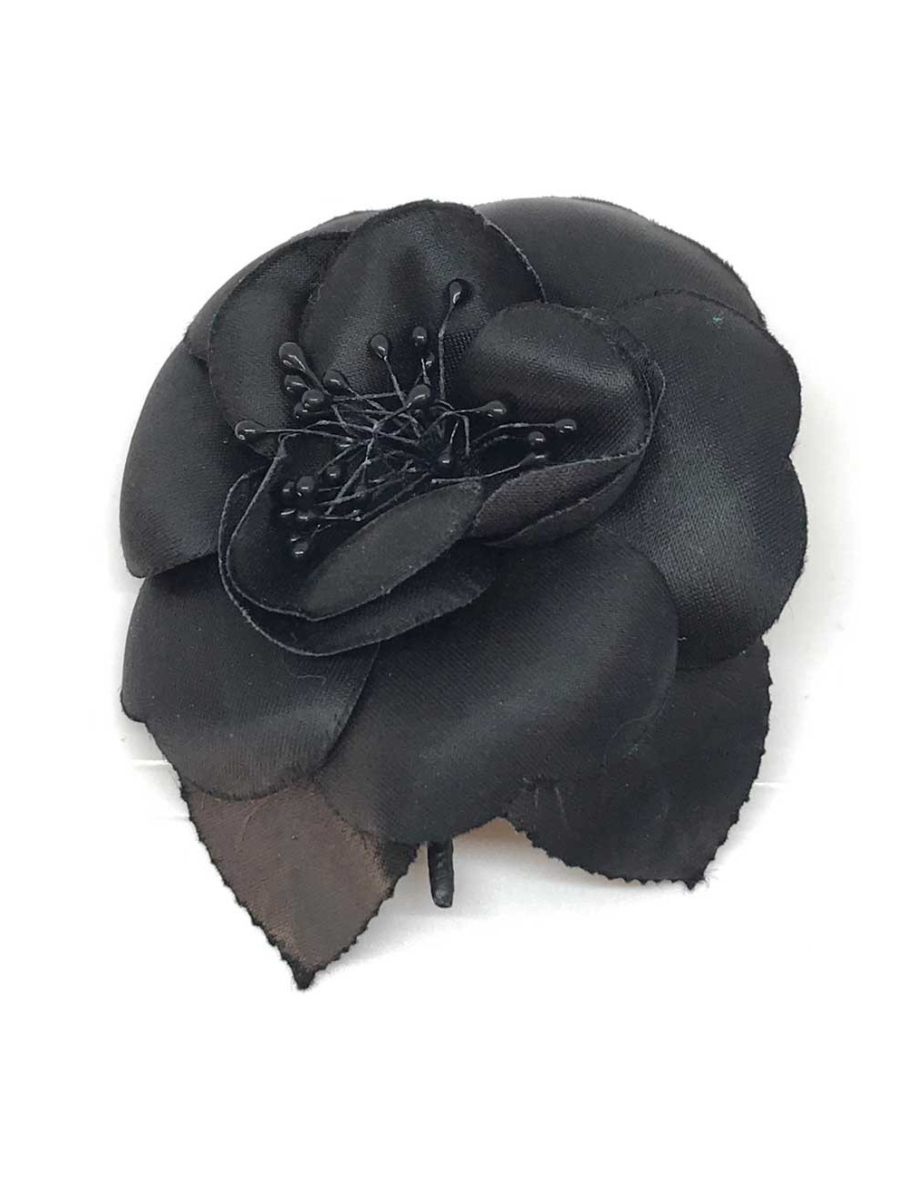 Broche camélia CHANEL noir