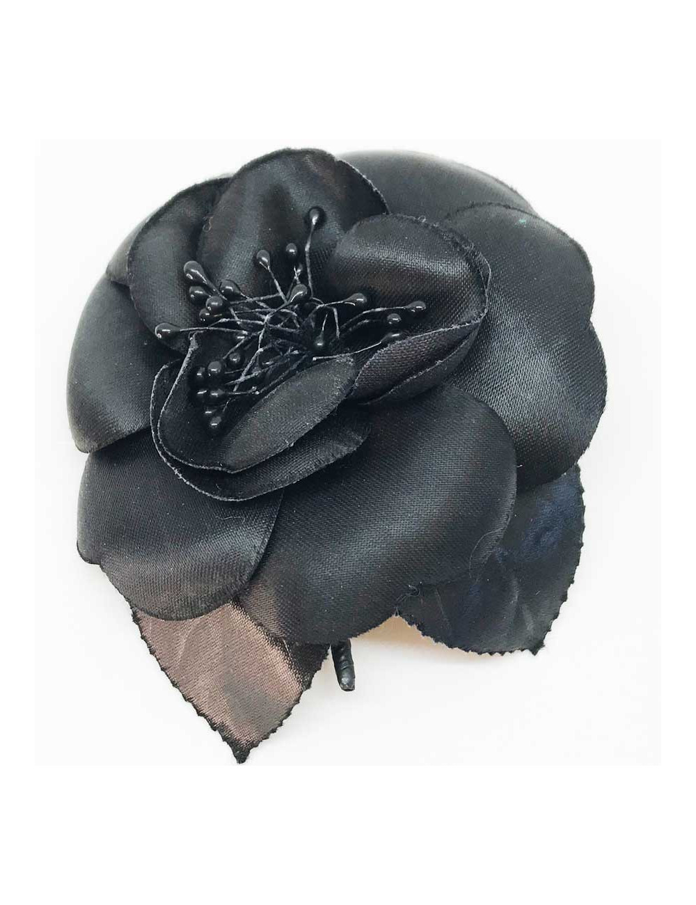 Broche camélia CHANEL noir