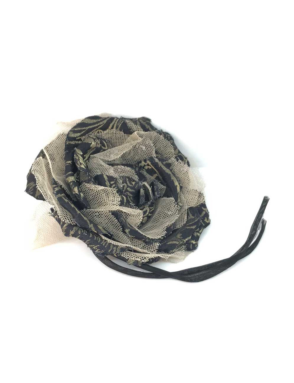 Broche DOLCE & GABBANA tulle et noir et or