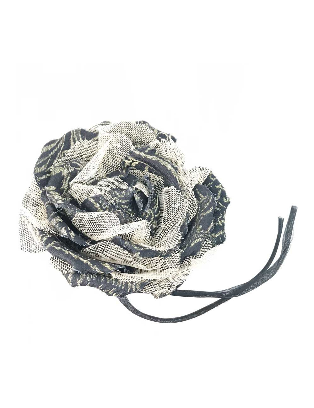 DOLCE & GABBANA gold and black mesh flower brooch