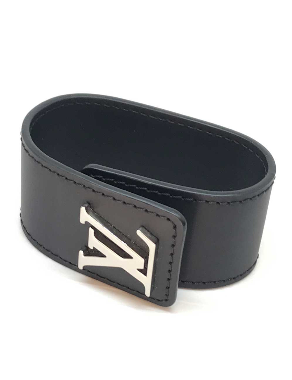 Bracelet Louis Vuitton cuir noir