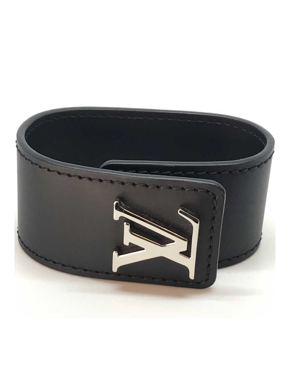 Bracelet Louis Vuitton cuir noir