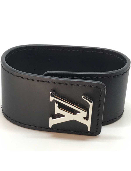 Bracelet Louis Vuitton cuir noir