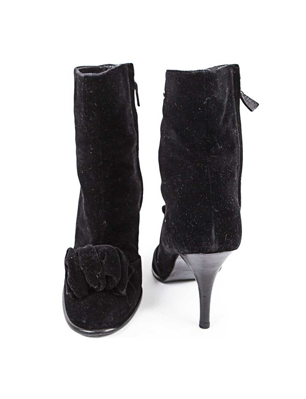 Bottines à talons CHANEL T39 veau velours noir