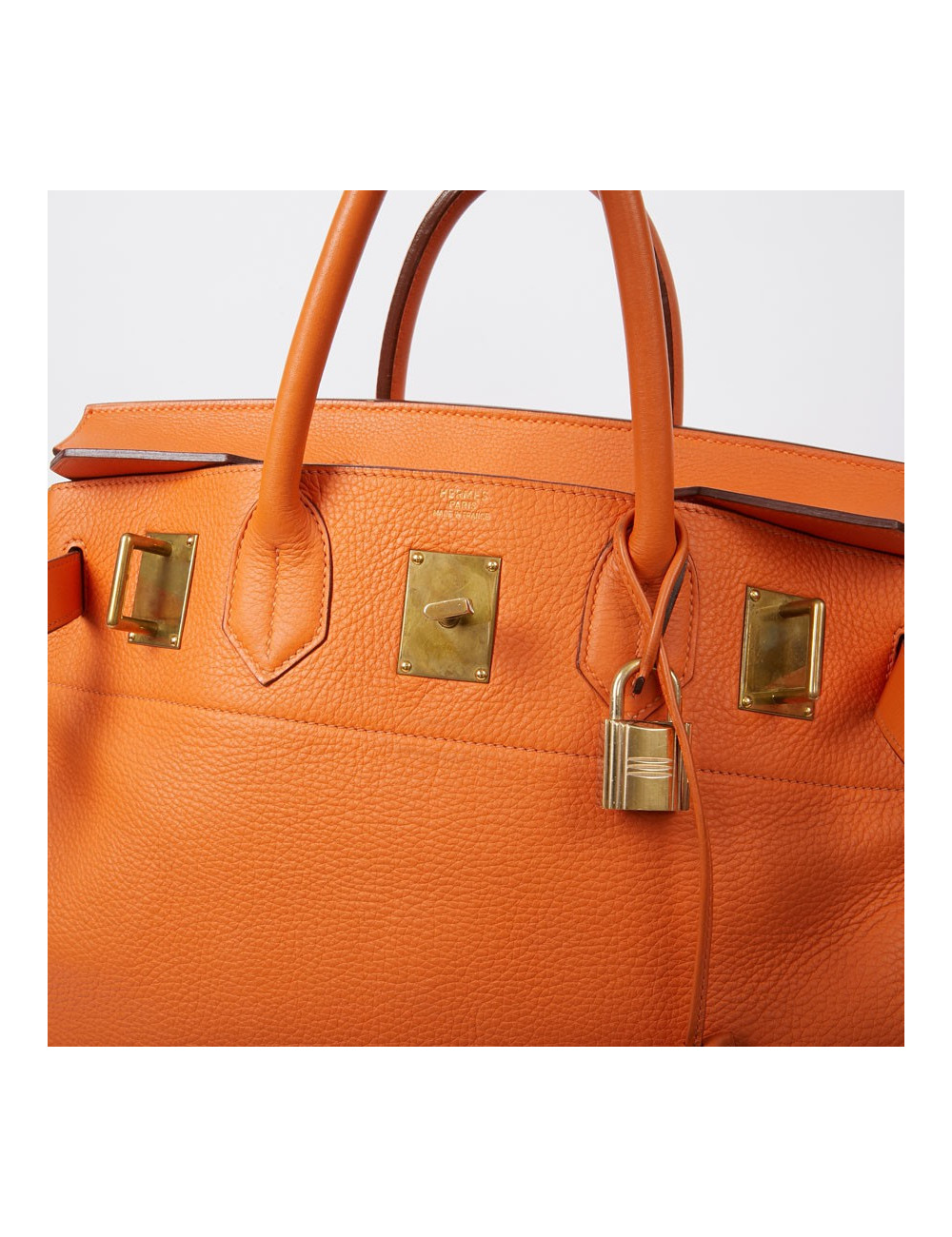 HERMES Haut à courroies bag orange Togo leather 