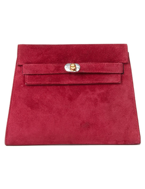 Mini sac Kelly vintage HERMES veau velours framboise