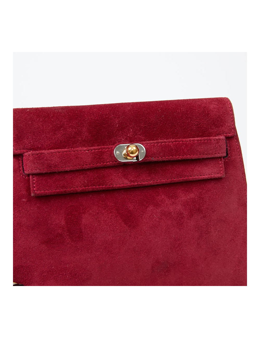 Mini sac Kelly vintage HERMES veau velours framboise