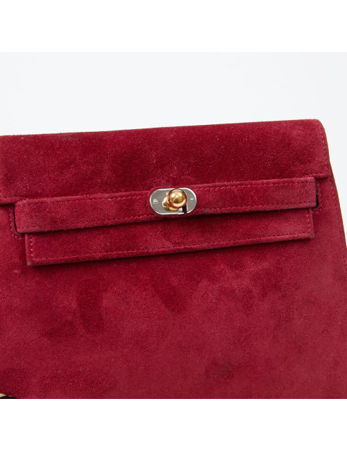 Mini sac Kelly vintage HERMES veau velours rose
