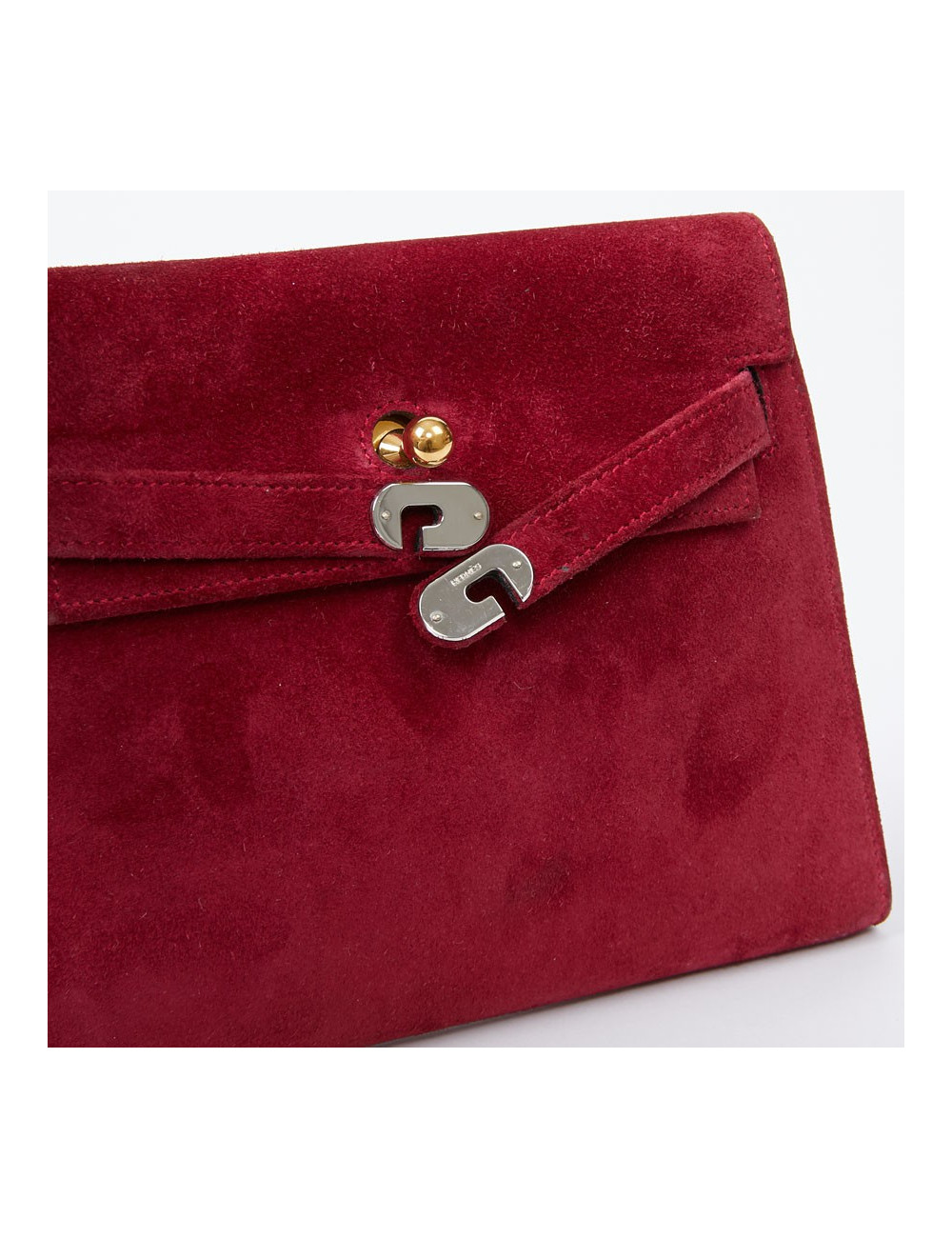 Mini sac Kelly vintage HERMES veau velours rose