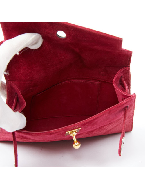 Mini sac Kelly vintage HERMES veau velours rose