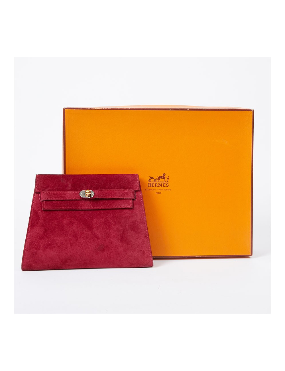 Mini sac Kelly vintage HERMES veau velours rose