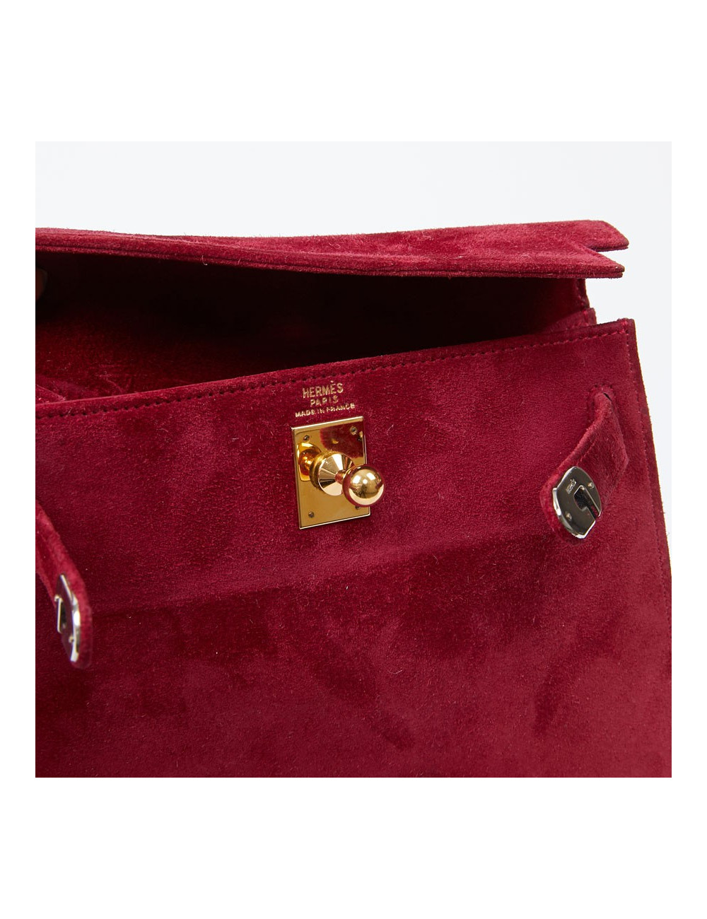 Mini sac Kelly vintage HERMES veau velours rose