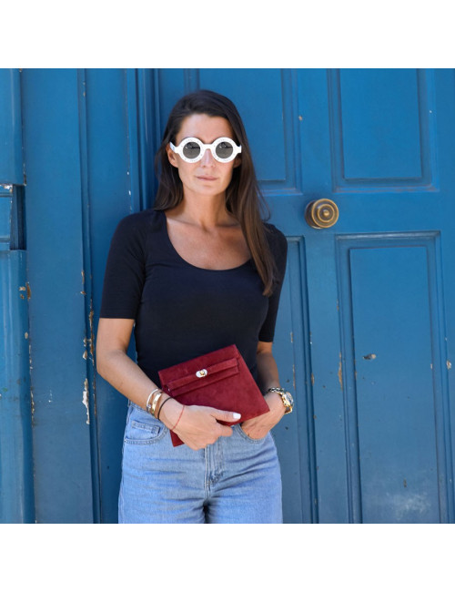 Mini sac Kelly vintage HERMES veau velours rose