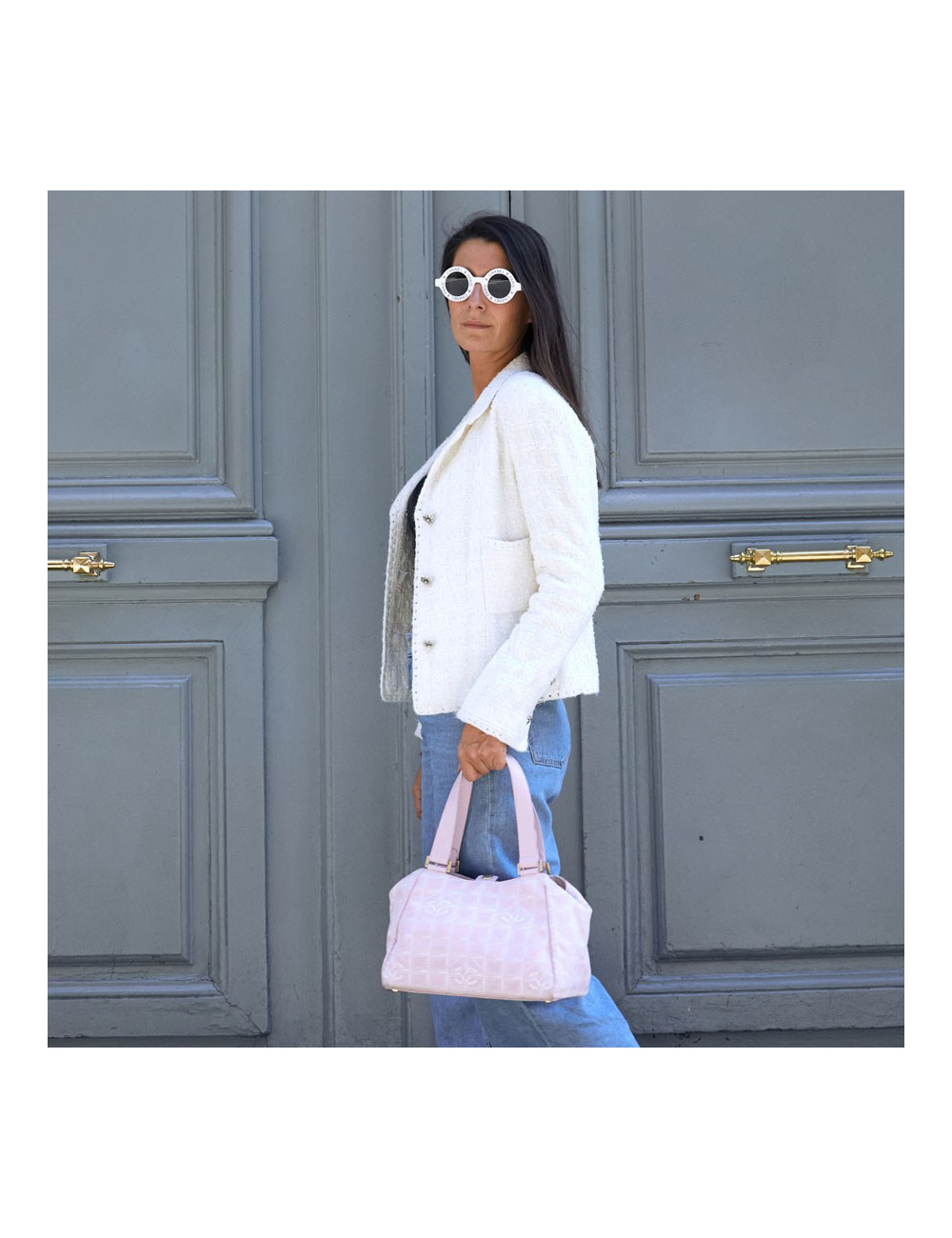 Sac Chanel en toile monogram rose