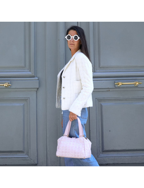 Sac Chanel en toile monogram rose