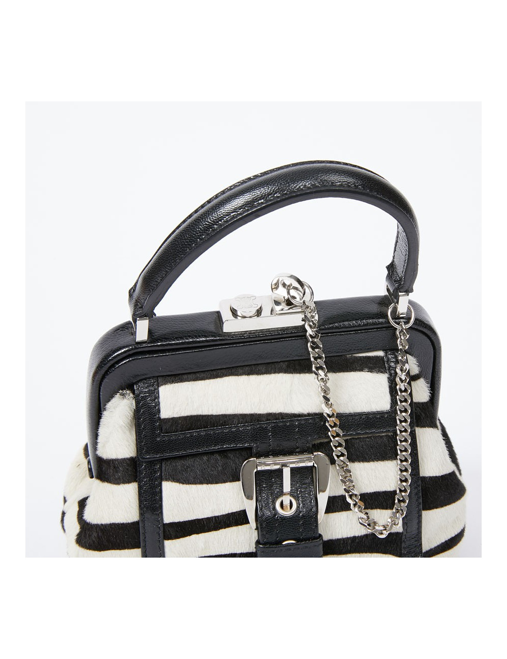 Mini sac CELINE en chèvre façon zèbre 