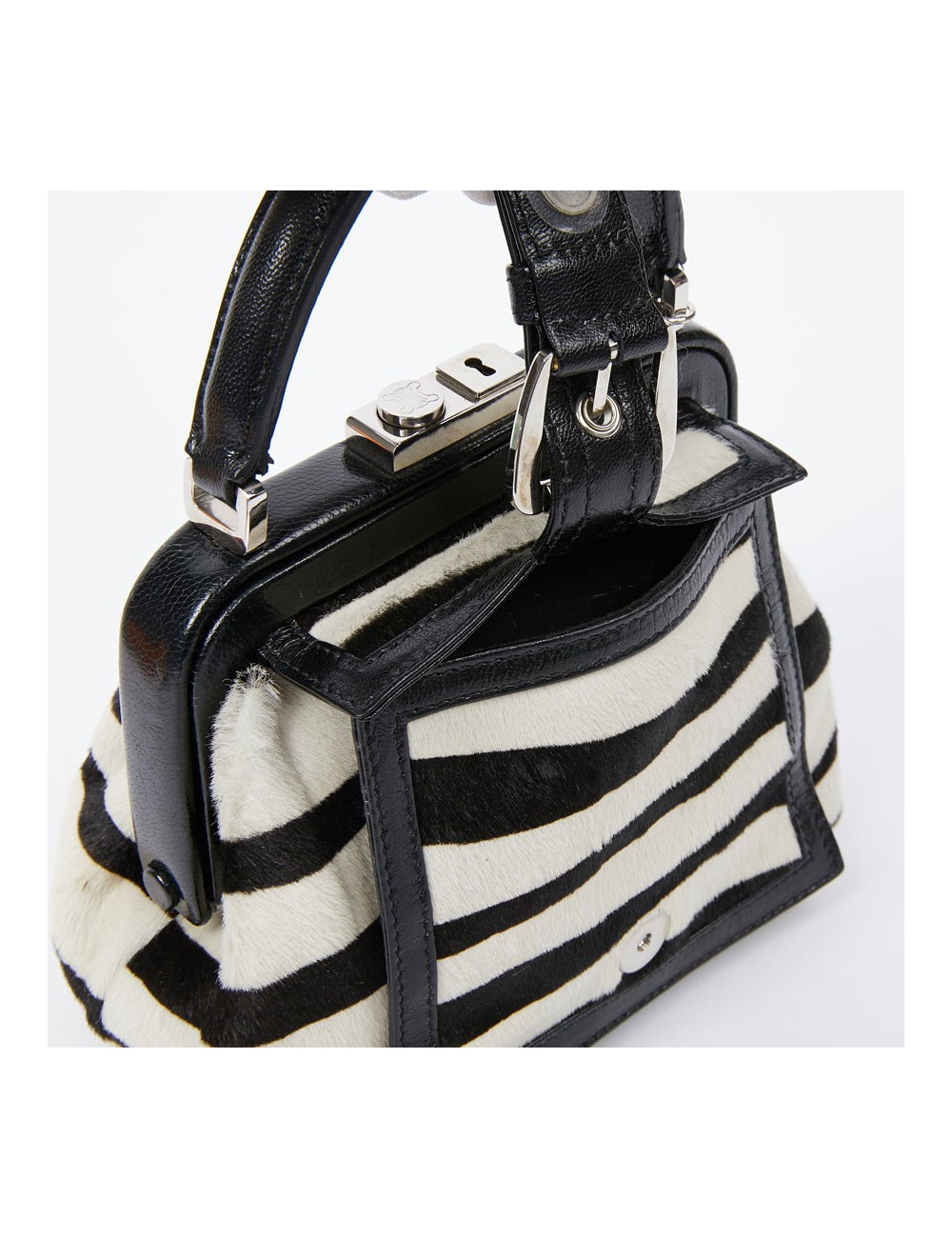 Mini sac CELINE en chèvre façon zèbre 