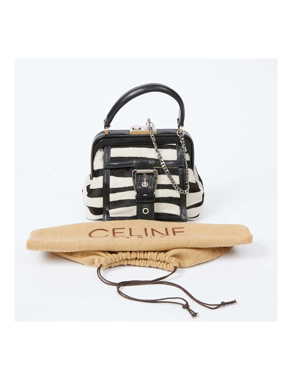 Mini sac CELINE en chèvre façon zèbre 
