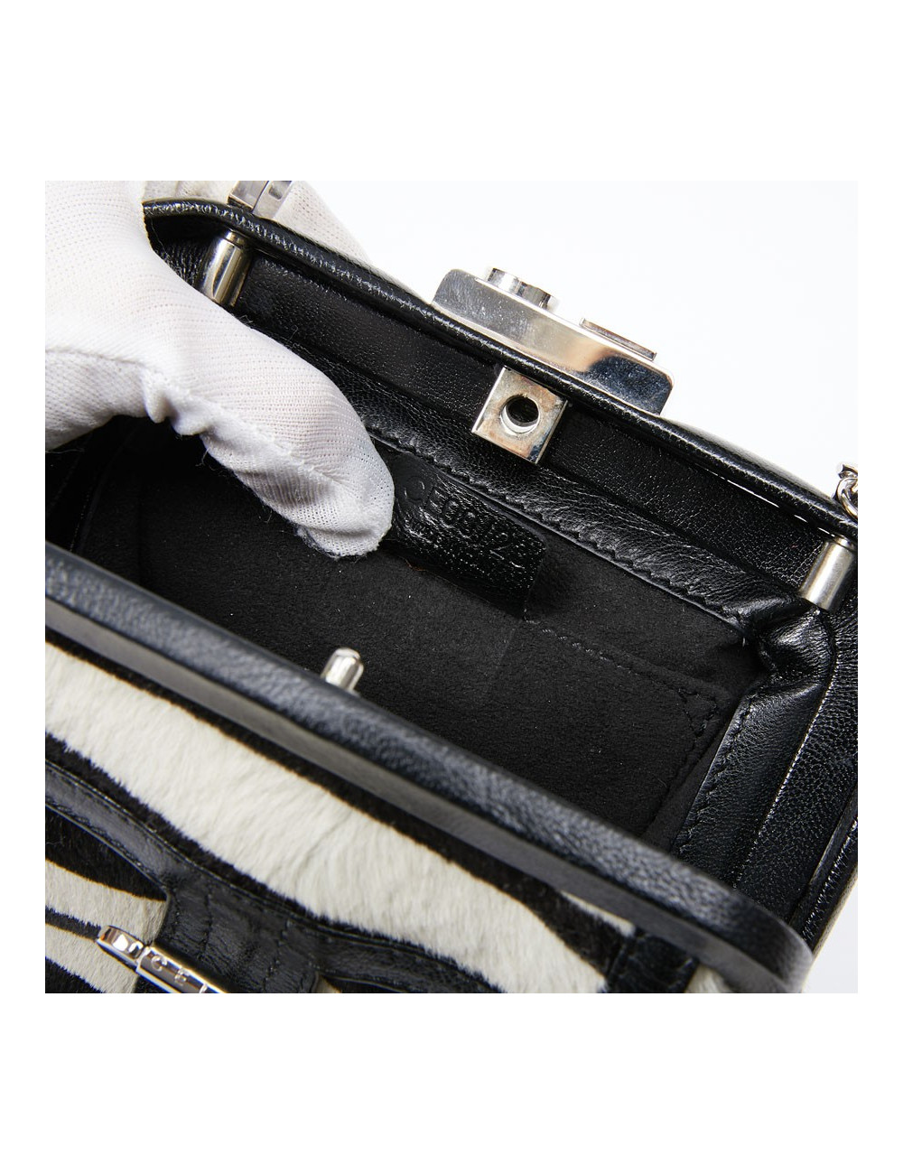 Mini sac CELINE en chèvre façon zèbre 