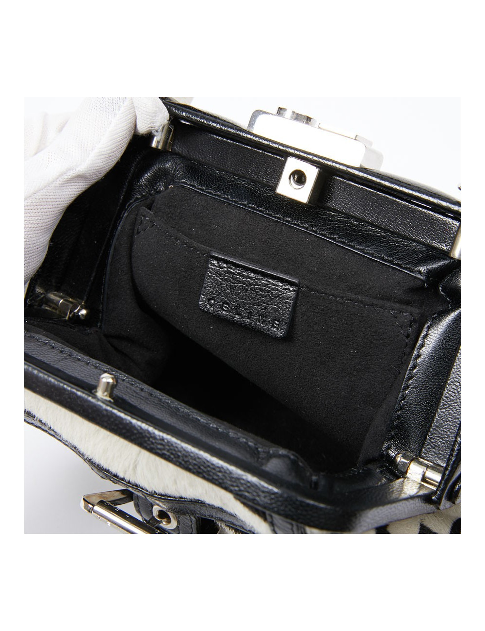 Mini sac CELINE en chèvre façon zèbre 