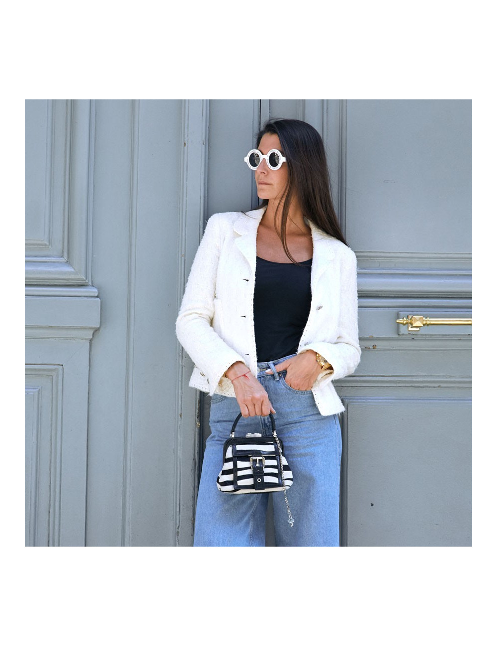 Mini sac CELINE en chèvre façon zèbre 