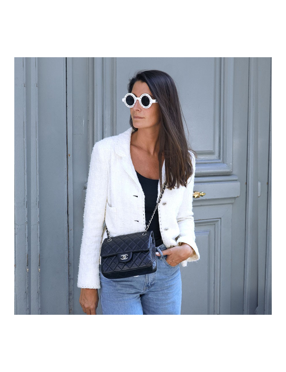 Mini sac CHANEL cuir lisse matelassé