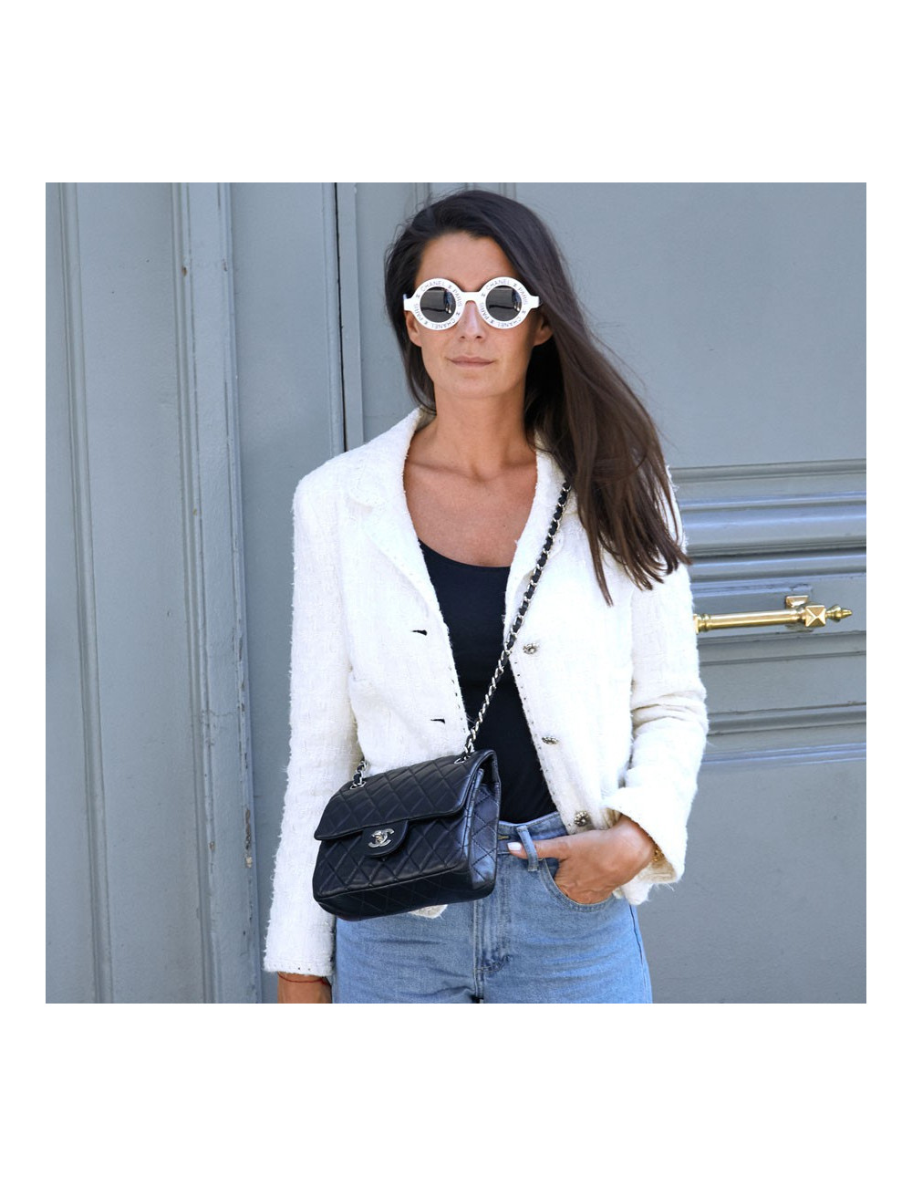 Mini sac CHANEL cuir lisse matelassé