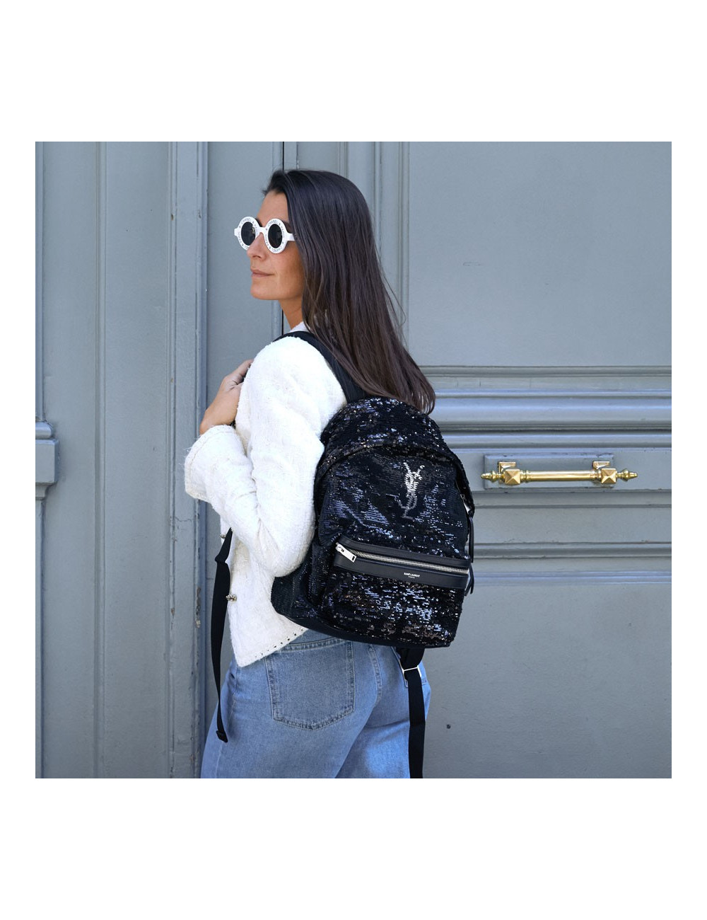 Sac à dos City Mini Saint Laurent à paillettes 