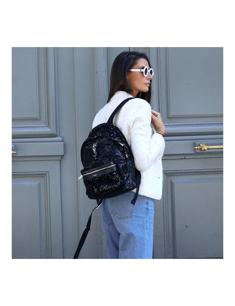 Sac à dos City Mini Saint Laurent à paillettes 