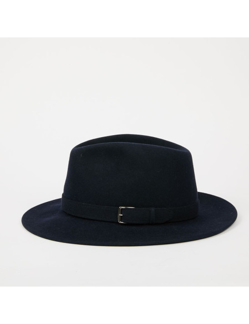 Chapeau T 60 HERMES feutrine bleu 