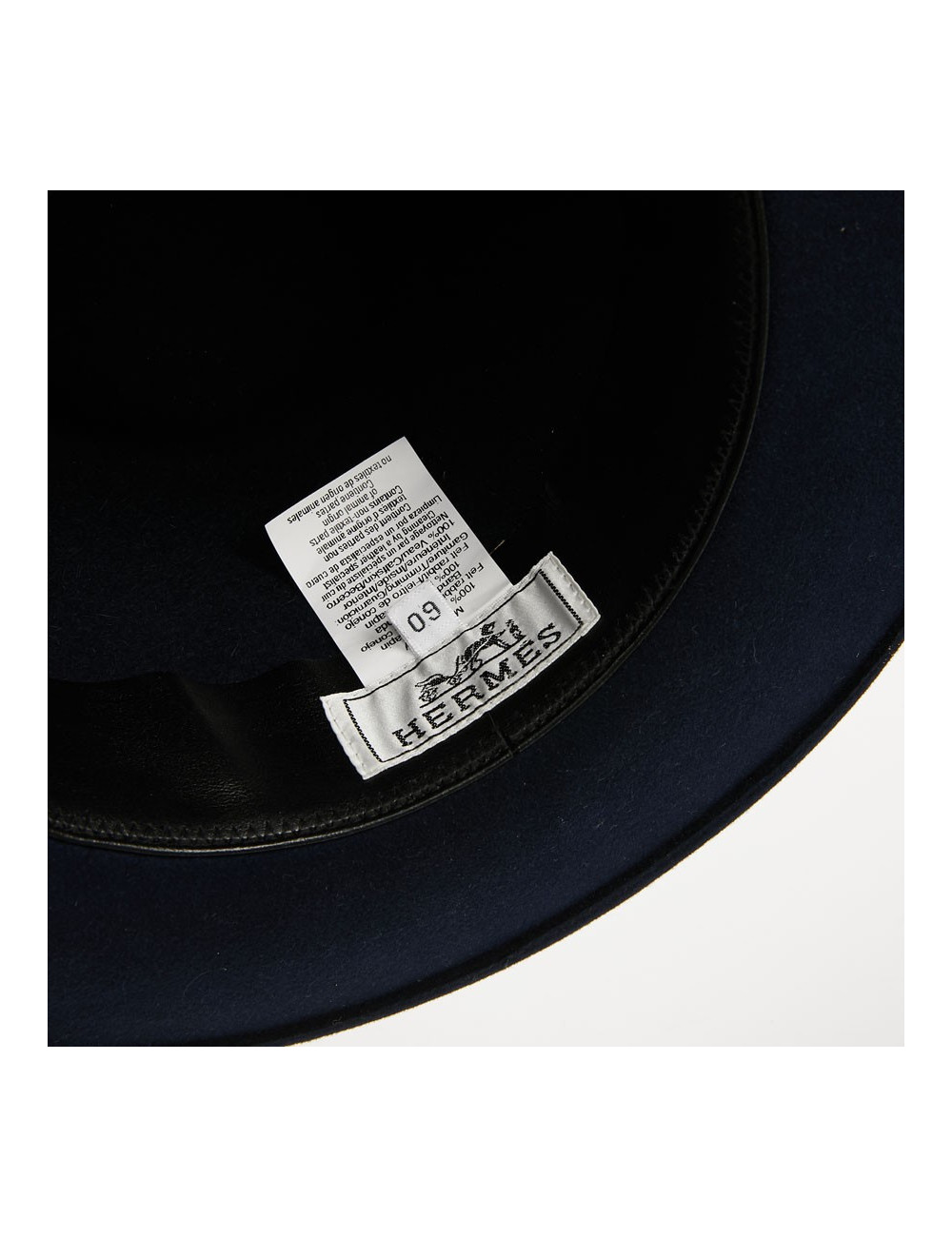Chapeau T 60 HERMES feutrine bleu 