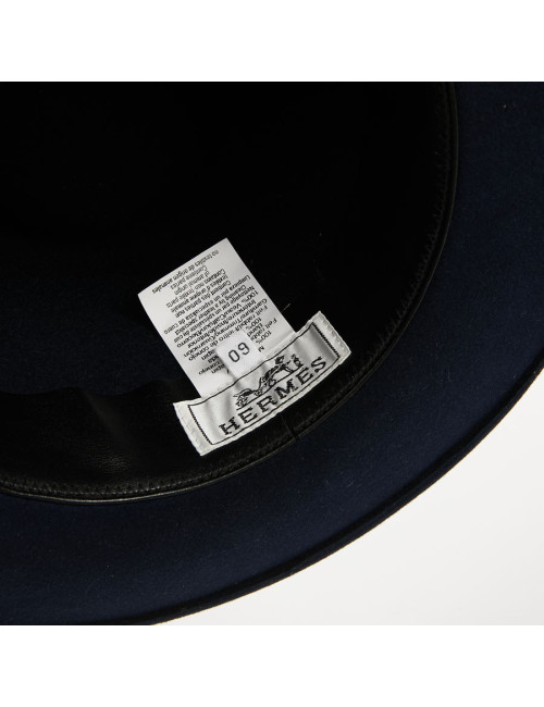 Chapeau T 60 HERMES feutrine bleu 
