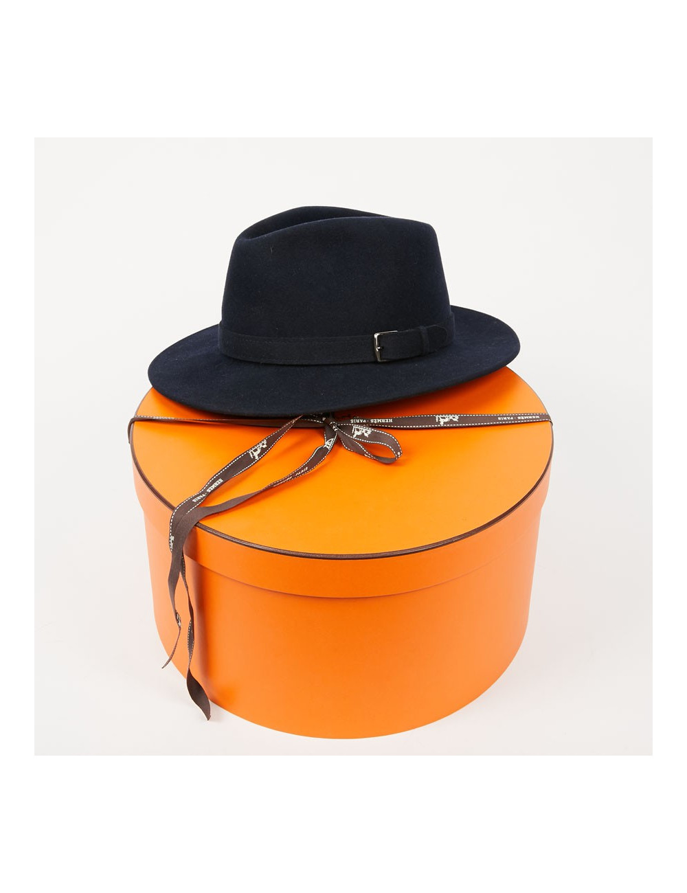 Chapeau T 60 HERMES feutrine bleu 
