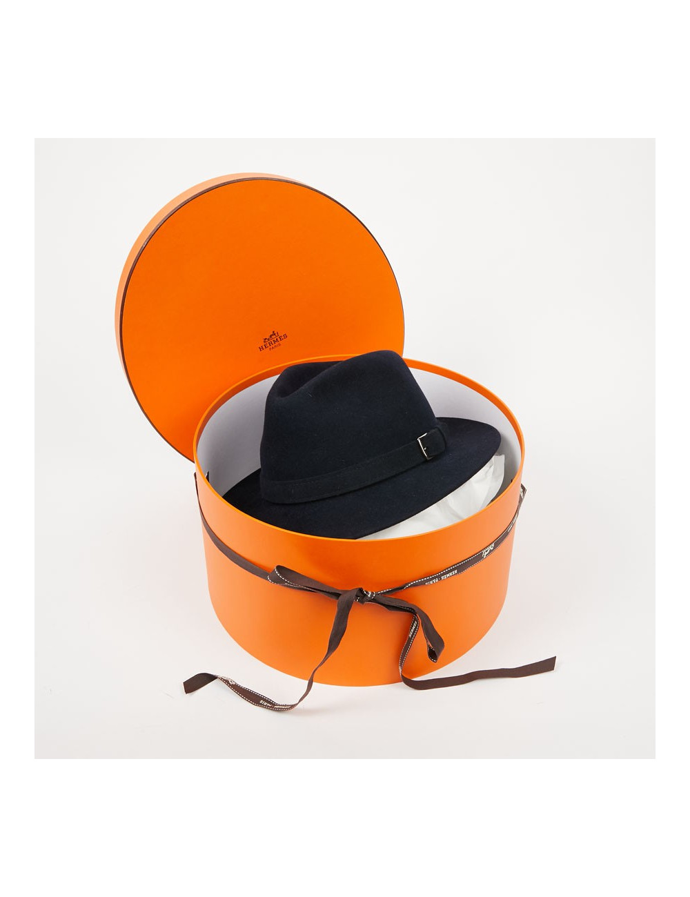 Chapeau T 60 HERMES feutrine bleu 